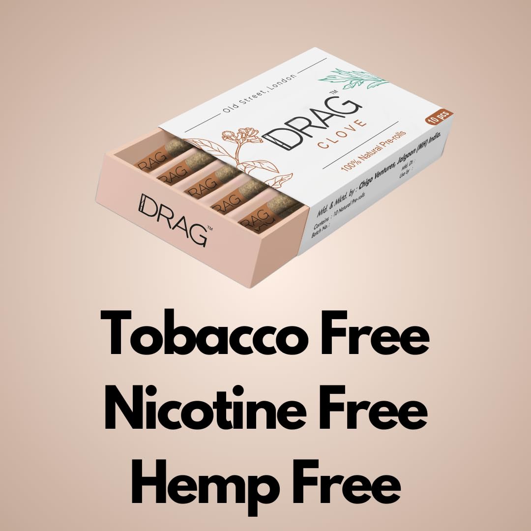 drag meaning cigarette Buy Drag herbal pre rolled cigarette, 10 pcs per pack, Real Clove buds,  Tobacco-free Nicotine-free tobacco replacement, Packed with goodness of  Himalayan Mugwort and Sage, 100% Natural and Handmade