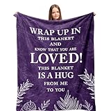 Linxher Gifts for Women Christmas, Inspirational Gifts for Woman, Cozy Soft Throw Blankets for Women, Positive/Spiritual Gifts, Purple Gifts for Older Woman, Get Well Gifts, Love Hug Blanket 60”x50”