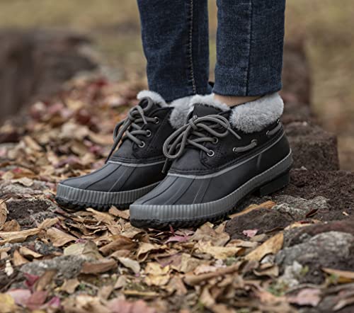 GAWBAW Womens Waterproof Winter Snow Boots - Warm Faux Fur Lined Lace up Duck Boots Ankle Rain Boots For Women2