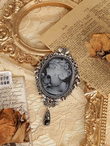 Image of MINACHI Vintage Victorian Design Queen's Cameo Antique Wedding Brooch Pin, Jewelry Gift for Women