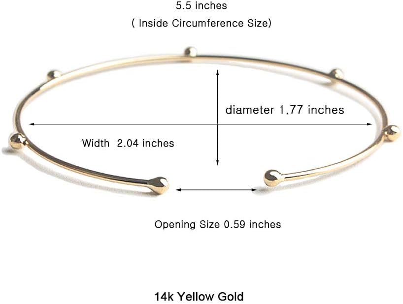 Fairy Collection 14K Yellow Gold 5-Ball Magic Cuff 5.5 inches …