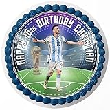 Cakecery Leo Messi RD Edible Cake Topper Image Personalized Birthday Sheet Party Decoration Round