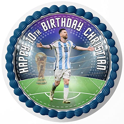 Cakecery Leo Messi Rd Edible Cake Topper Image Personalized Birthday Sheet Party Decoration Round #TOP4
