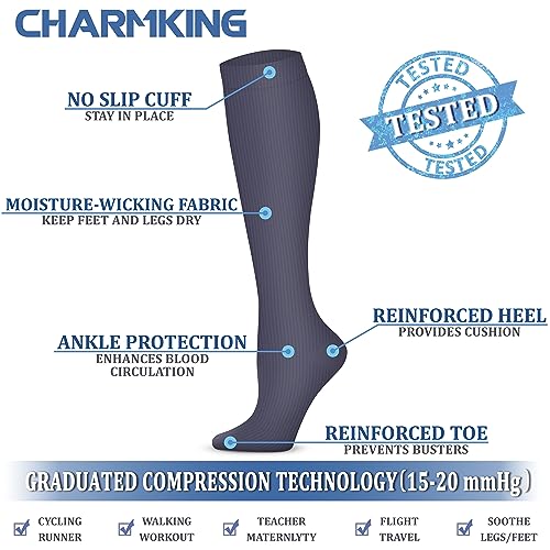 Image of Copper Compression Socks (3 Pairs), 15-20 mmhg is BEST Athletic & Medical for Men & Women, Running, Flight, Travel, Nurses - Boost Performance, Blood Circulation & Recovery