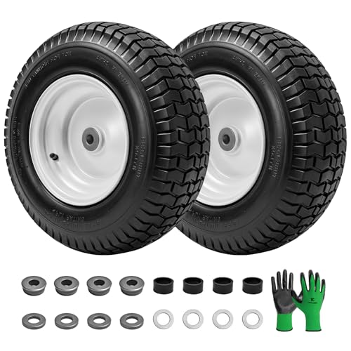Parts Camp 16x6.50-8 Lawn Mower Tires and Wheels, Front Riding Mower Tire with Rim for John Deere 145 LA130 LA140 LA150, Husqvarna, Craftsman, 3-4 & 5-8 Bearings, 2 Packs