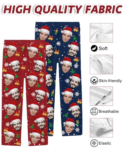Custom Pajama Pants with Photo Face Personalized Pet Picture Pj Bottoms for Men Women Family Christmas Gifts4