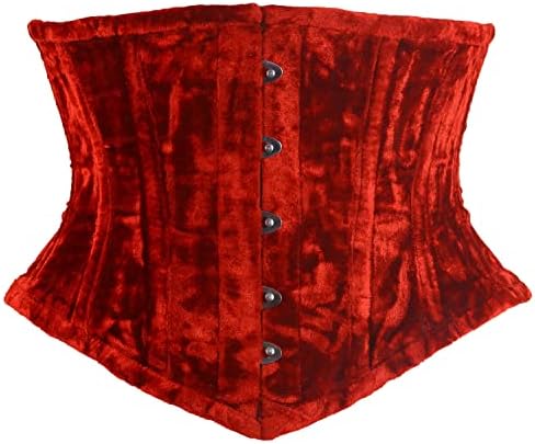 Sady Industry Women's Steel Boned Corset Short Torso Heavy Duty Truly Waist Training Underbust Corsets SB, Red Velvet, X-Small