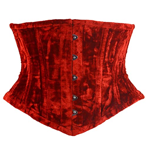 Sady Industry Women's Steel Boned Corset Short Torso Heavy Duty Truly Waist Training Underbust Corsets Sb, Red Velvet, X-Small #TOP2