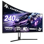 Amzfast 34 Inch Ultrawide Curved Gaming Monitor, 3440x1440 WQHD, 240Hz, 1ms MPRT, 1500R Fast VA, Adaptive Sync, HDR, 3000:1 Contrast, 130% sRGB, HDMI2.1&DP1.4, VESA 75x75mm, PIP/PBP, AMZG34C5Q Pro