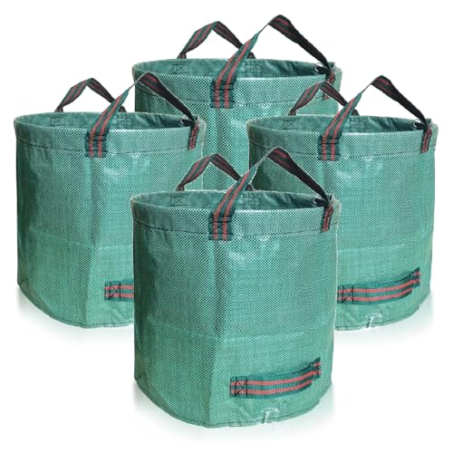 Lot de 4 * 500L Sacs de Jardin, Sacs de déchets jardin résistants Sac à déchets de en PP robuste et Pliable Poubelle pour les, Stable Aux UV(Lot de 4-500...