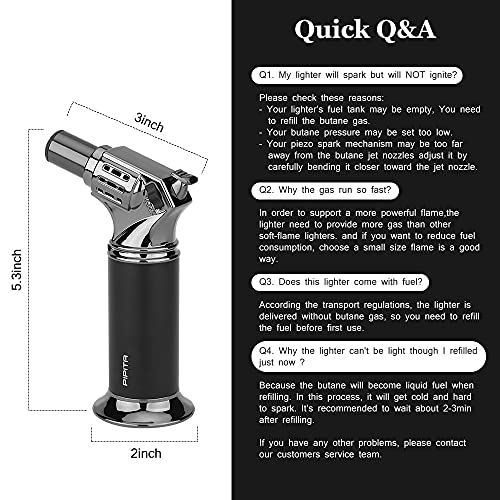 PIPITA Blow Torch, Keuken Koken Torch Aansteker, Verstelbare Vlam Hervulbare Butaan Gas Aansteker, Perfect voor Bakken, DIY Ambachten Koken BBQ Brulee en meer (Butaan Niet Inbegrepen) - Image 4