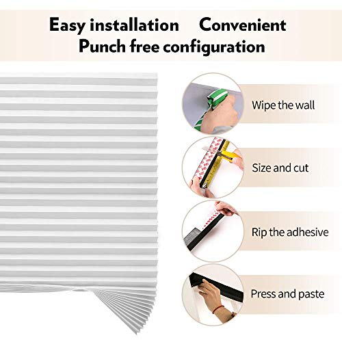 Luckup 2 Pack Cordless Light Filtering Pleated Fabric Shade,Easy To Cut And Install, With 4 Clips (36"X72"- 2 Pack, White) #TOP1