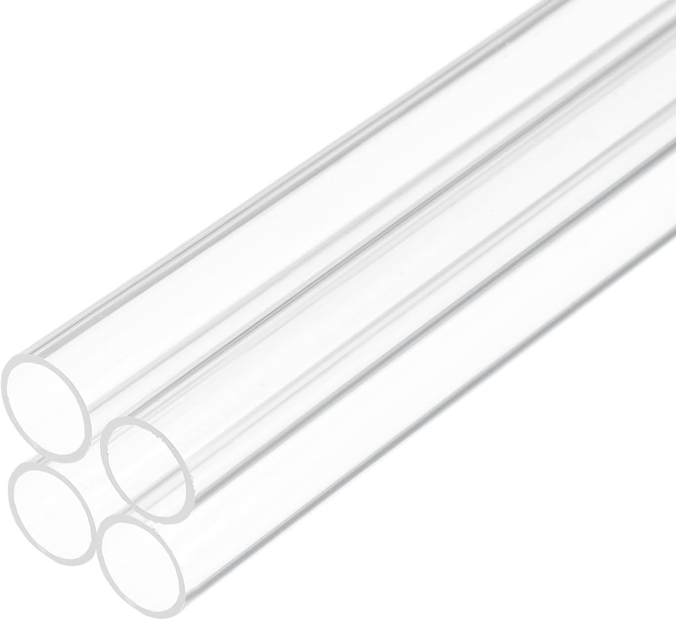 14" Clear Plastic Rigid Pipe 10mm x 12mm(3/8" x 1/2") Acrylic Tube Round Polycarbonate Tubing, [for Plumbing, Hydraulics, Aquarium, DIY] - 4Pcs