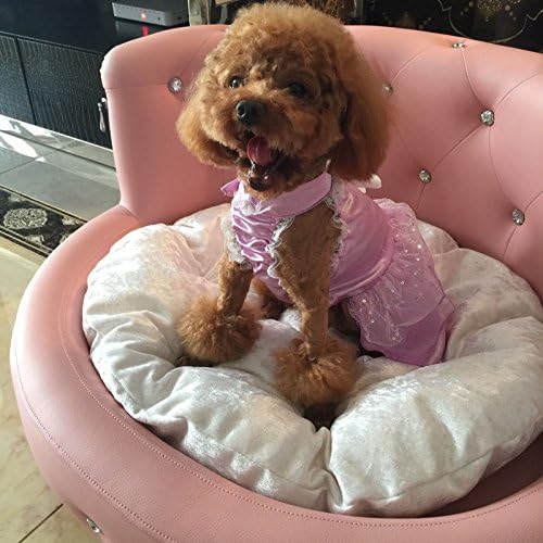 review Garden Pets Dog Bed Princess Tactic VIP Bichon Diamond Puppy Kennels Bed Washable Leather Summer Pet Sofa Luxury Pink