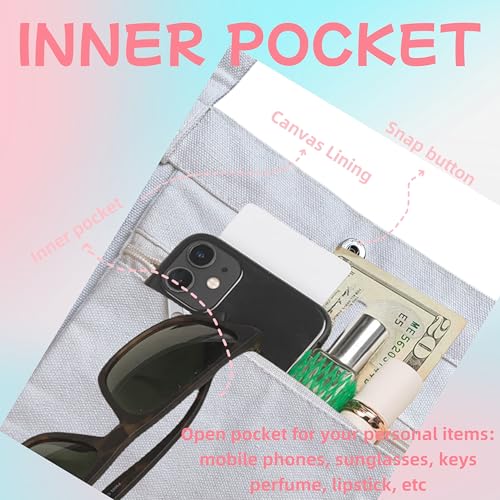 YGB Ladies' Canvas Handbag with Zipper, a Canvas Bag with a Good Hand Feel, a Uniquely Designed Canvas Bag (flowers（No thickness）)3