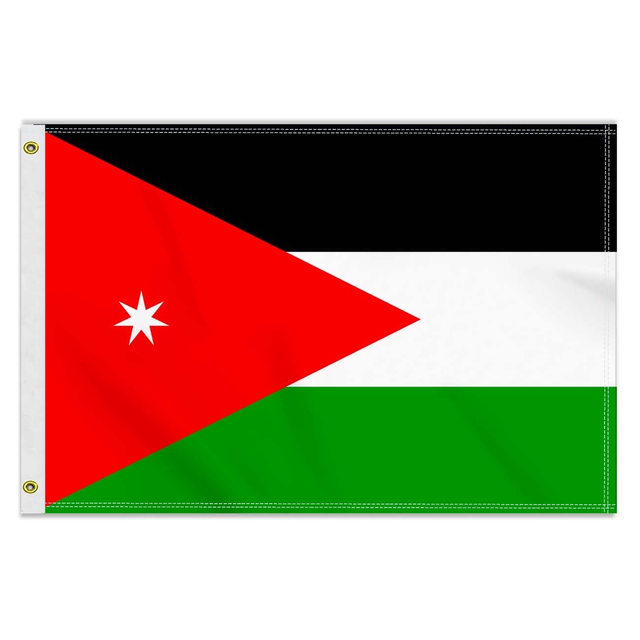2×3 FT Jordanian Flag, Medium 60×90 CM 150D Jordanian Outdoor Banner,Decor Garden With Brass Gromment