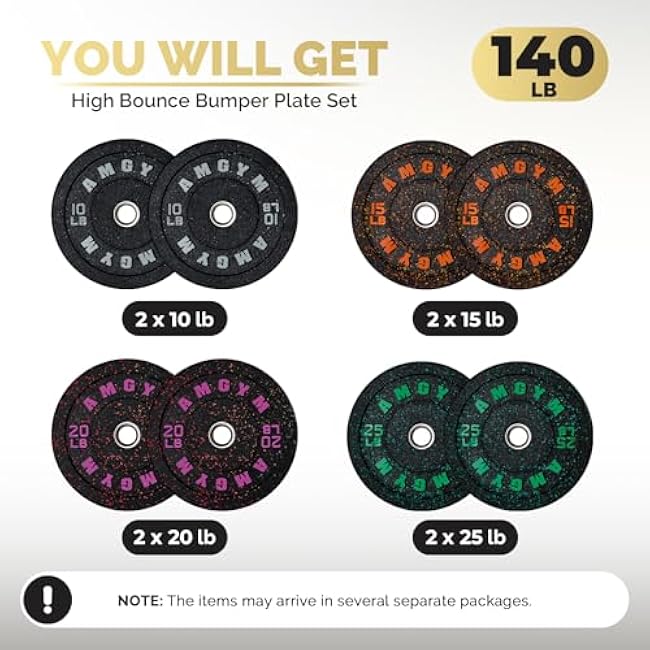 2 Inch Bumper Plates£¬10-500lbs£¬Barbell Rubber Olympic Weight Plates Set for Home Gym, Strength Training & Weight Lifting, Multiple Options Colors