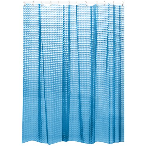 MSV "Premium Eva Shower Curtain, Blue, 180 x 200 cm, W 7.9" x L 11.8" (1 Panels)