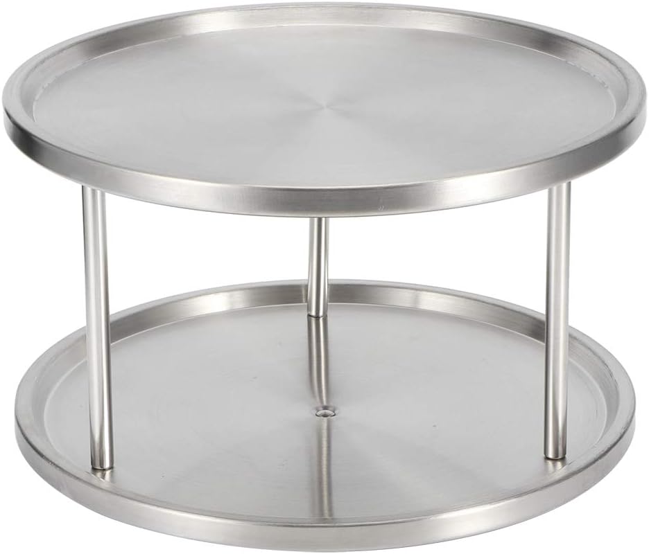 Stainless Steel Spice Rack, 2 Tier Lazy Susan Turntable 360-degree ...