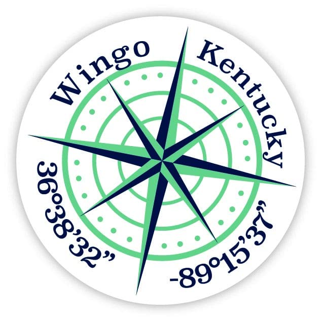 Wingo Kentucky 4-Inch Vinyl Decal Sticker Latitude Longitude Compass Design