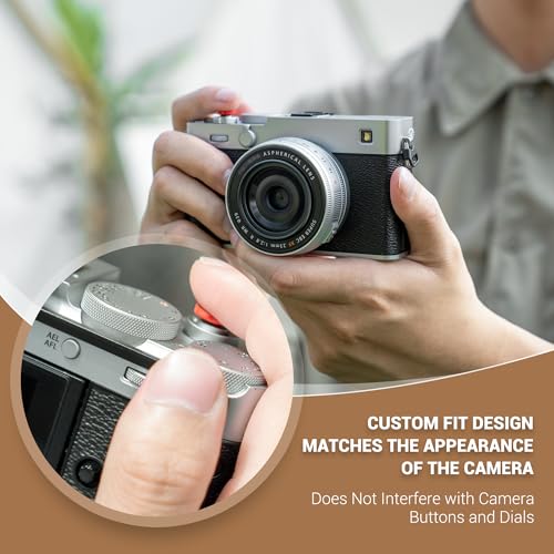 Image of JJC Metal Thumb Grip & Shutter Button for Fujifilm X-E5 XE5 Camera, Black | Hot Shoe Cover Protector Thumb Rest Support, Anti-Scratch Silicone Pad for Stable & Safe Hand Hold