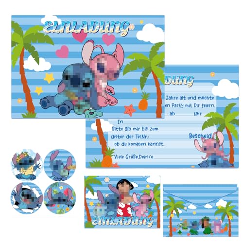 YeahBoom Tarjetas Invitación Cumpleaños Niños, 12pcs Invitación de Cumpleaños Infantil, con Sobre y Adhesivo con Sello, Tarjeta de Invitación a Fiesta, para Fiestas de Cumpleaño Infantiles (Estilo 8)