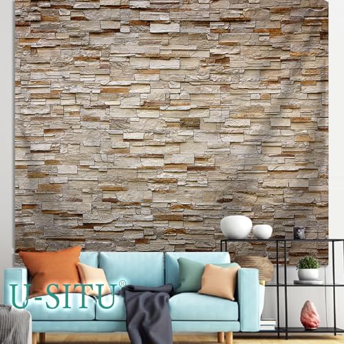 U-SITU タペストリー 壁掛け 壁飾り レンガ レンガ壁 自然景色 オシャレ 背景 多機能 布ポスター インテリア 雰囲気転換（サイズ：長さ180cm x 幅180cm）カラー：GT0524FC