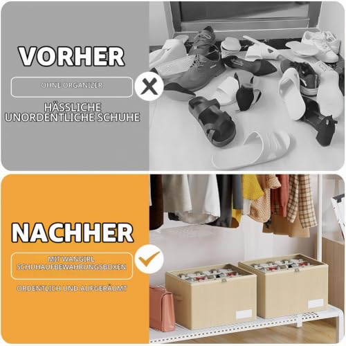 WANGIRL Schuhorganizer Platzsparend, Großer Faltbar Stoff Schuhaufbewahrungsbox Passt 12 Paare… – Ansicht 5