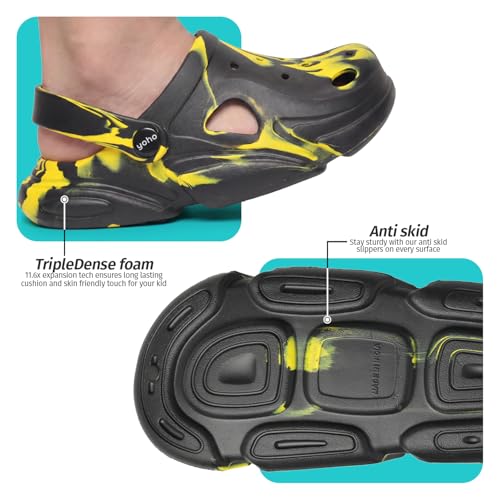Image of YOHO Splash Multi Color Clogs for Kids, Boys & Girls | Waterproof Monsoon Footwear & Rainy Sandals | Adjustable Strap