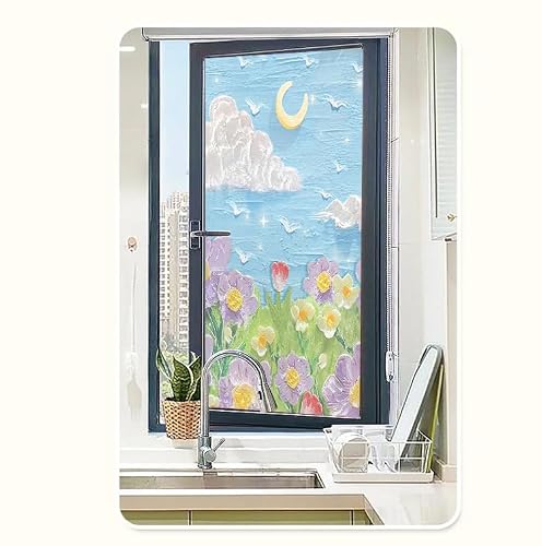 Calcomanías de ventana de vidrio, calcomanías esmeriladas para ventana de baño y baño, calcomanías antirreflejos (12 x 39 pulgadas)