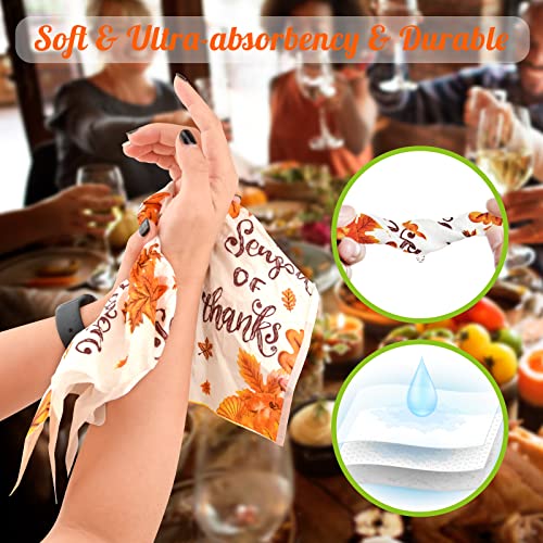 100 Thanksgiving Napkins Fall Leaves Paper Guest Towels 3 Ply Season Of Thanks Decorative Napkins Autumn Harvest Leaf Disposable Hand Napkins For Bathroom Dinner Decor Party Supplies #TOP4