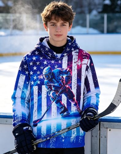 Image of Lovekider Boys Hoodie Kids 3D Print Graphic Pullover Sweatshirt 6-16 Years | Big Front Pocket, Hood, Lightweight, Breathable, Long Sleeves, for School Sports Outdoor Activities Daily, Fall Winter Wear