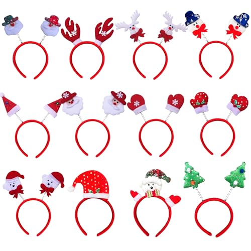 EUDUQ Haarreifen Weihnachten,12 Stück Weihnachts Stirnband,Haarreif...