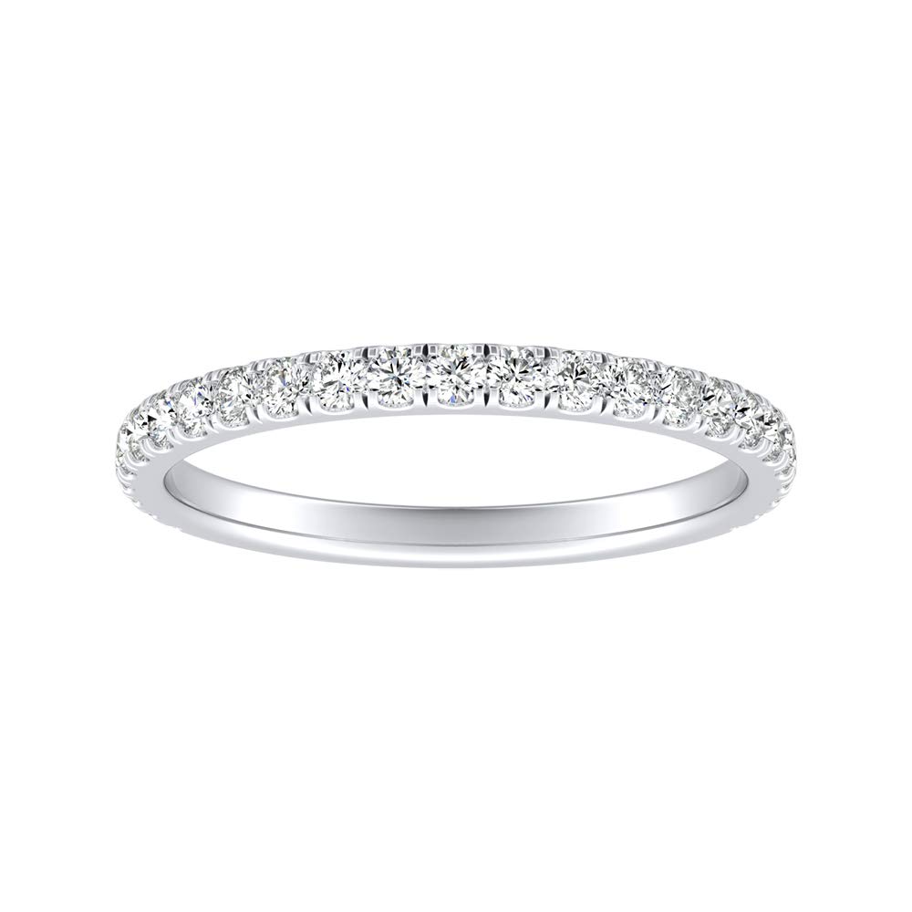 0.40 Carat Lab Grown Diamond Round Wedding Band in 14k White Gold (cttw, G-H, VS1-VS2) Size 5 to 8 by Diamond Wish