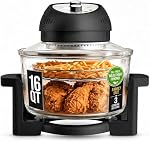 Granitestone 16Qt Extra Large Glass Air Fryer Non Toxic – Family Sized 4 in 1 Cooker with 3 Cooking Sections, Stainless Steel Racks for Fries, Chicken, No Preheat, Self Cleaning, Dishwasher Safe