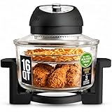 Granitestone 16Qt Extra Large Glass Air Fryer Non Toxic – Family Sized 4 in 1 Cooker with 3 Cooking Sections, Stainless Steel Racks for Fries, Chicken, No Preheat, Self Cleaning, Dishwasher Safe