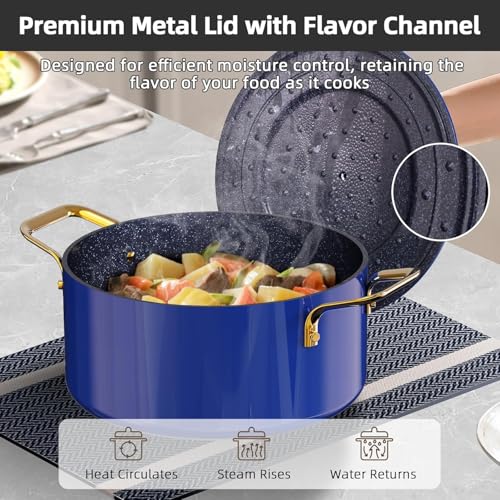 Image of Nuwave Lux LE 13-Pc Cookware Set with Elegant Gold Handle, Diamond Infused Ceramic Non-Stick, PFAS Free, Premium Metal Lids, Ergonomic Stay-Cool Handles, Induction Ready & Compatible w /All Cooktops