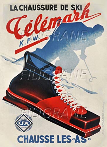 PostersAndCo - PostersAndCo ™ TéLéMARK Chaussure Ski Rves-Poster/Reproduction HQ 40x60cm d'une Affiche Vintage/Ancienne