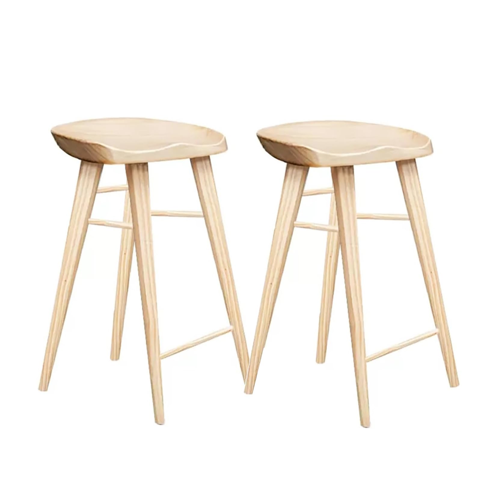 STUIJKVSZ Solid Wood Bar Farmhouse Backless Bartsools,Counter Height s with Wood Top,Footrest,Contemporary Bar Chair for Kitchen Counter Island Pub(Natural Seat Height 21.6", 2 Pc)