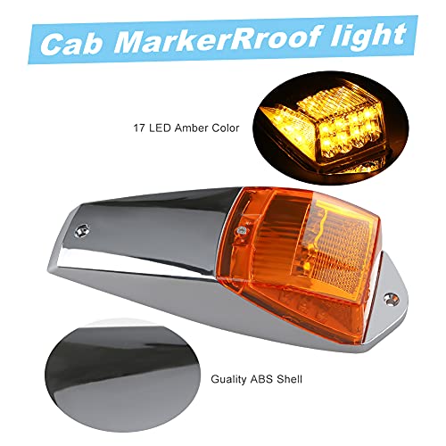 Wmphe 5Pcs Cab Marker Light 17 Led Amber Top Roof Running Lights/Waterproof Led Marker Lights Compatible With Kenworth/Peterbilt/Freightliner/Mack Heavy Duty Truck #TOP1