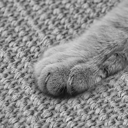 Image of Graciadeco Gray Cat Scratching Mat Sisal, 2 Packs Sisal Fabric Large Cat Scratching Pad for Indoor Cats with Adhesive Hook Loop Tape, Wall Scratchers for Indoor Cats 23.6 inch x 15.7 inch