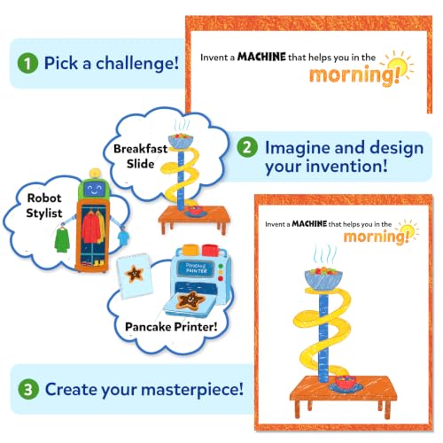 Image of Skillmatics Inventor Sprouts - Invention Drawing Activity Book for Kids | 50 Creative Challenges with 12 Retractable Mess-Free Crayons, Screen-Free STEAM Gift for Boys & Girls Ages 5, 6, 7, 8, 9, 10