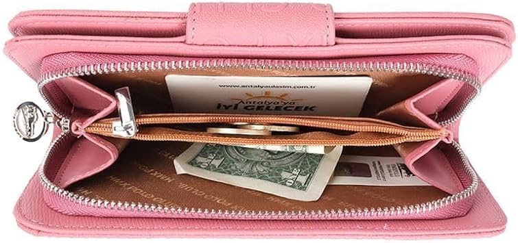 Bagacar Bozuk Para Bölmeli Dikdörtgen Kullanışlı Cüzdan Pembe
