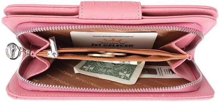 Bagacar Bozuk Para Bölmeli Dikdörtgen Kullanışlı Cüzdan Pembe