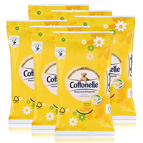 6x Cottonelle feuchte Toilettentücher Kamille & Aloe Vera 12 Tücher für unterwegs