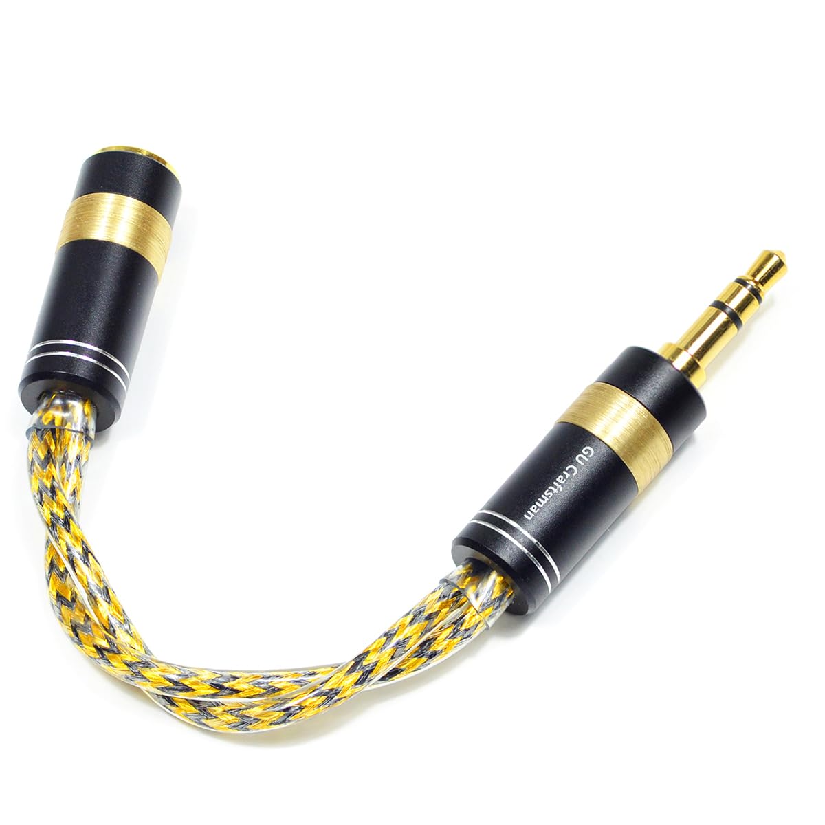 GUCraftsman Cavo adattatore per cuffie, da maschio 3,5 mm a femmina da 2,5 mm, in rame placcato argento 6N senza ossigeno con schermatura in metallo IEM cavo di conversione portatile