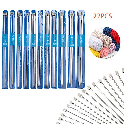Dproptel - Agujas de tejer de acero inoxidable, juego de agujas de tejer de una sola punta