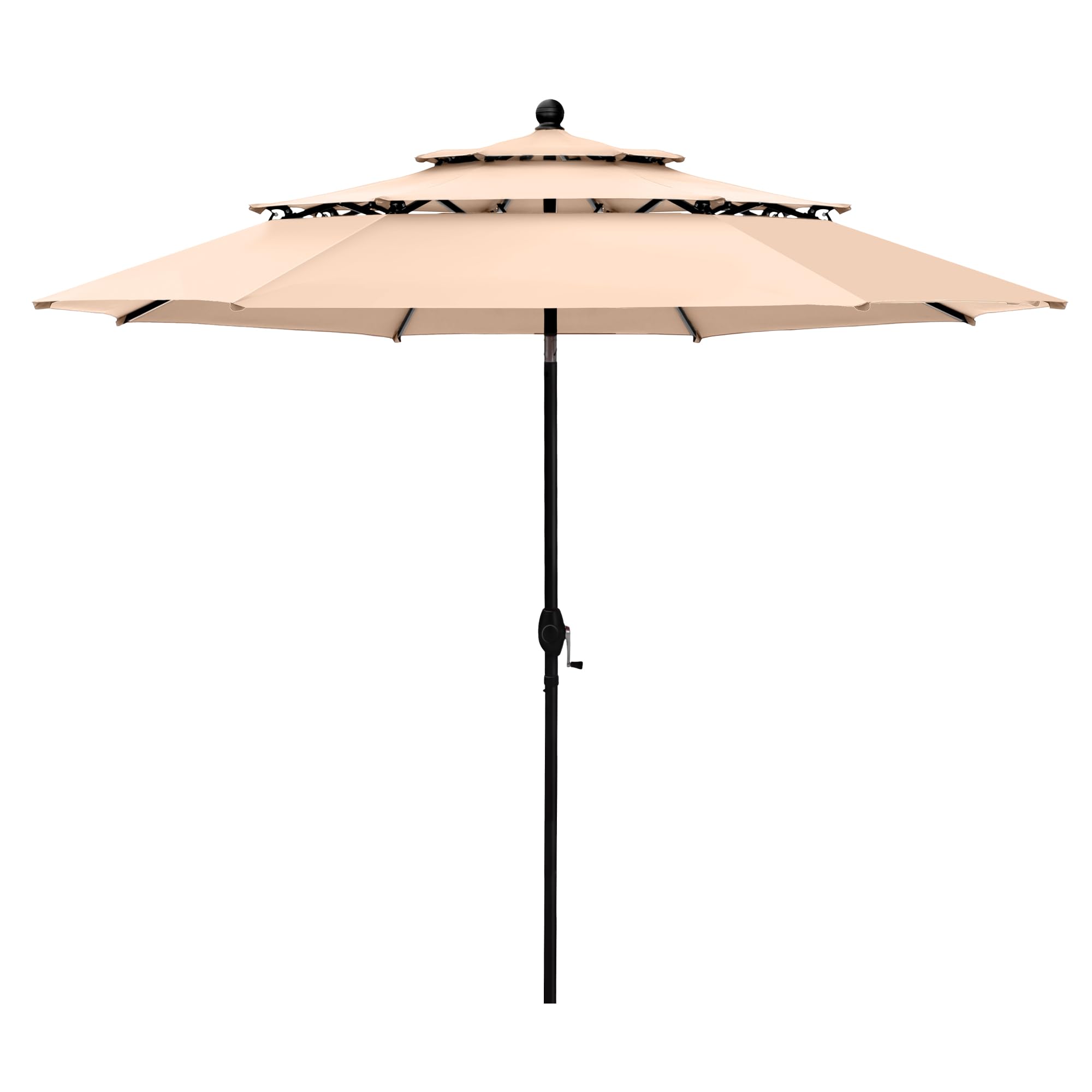 Sophia & William 10ft 3 Tier Auto-tilt Patio Umbrella, Outdoor Double Vented Umbrella with Crank, Beige