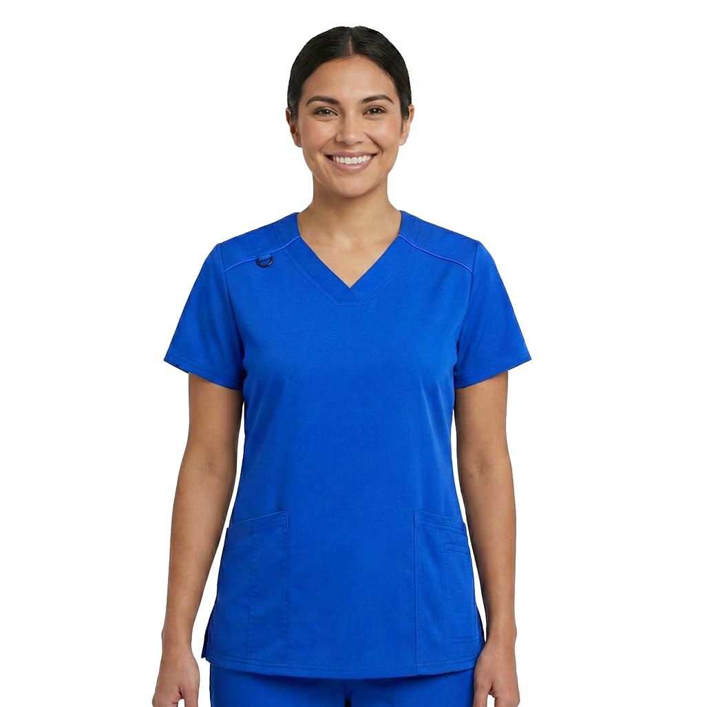 B-well ANGELICA Casaca de enfermería para mujer, túnica médica con cuello en V, bolsillos funcionales, transpirable y fácil de limpiar, ropa de trabajo para clínica y práctica — view 7