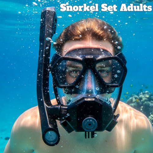 Máscara de snorkel facial completa TOMSHOO para adultos con soporte para cámara miniatura 2